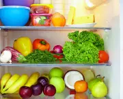 refrigerator full of healthy food. fruits and vegetables