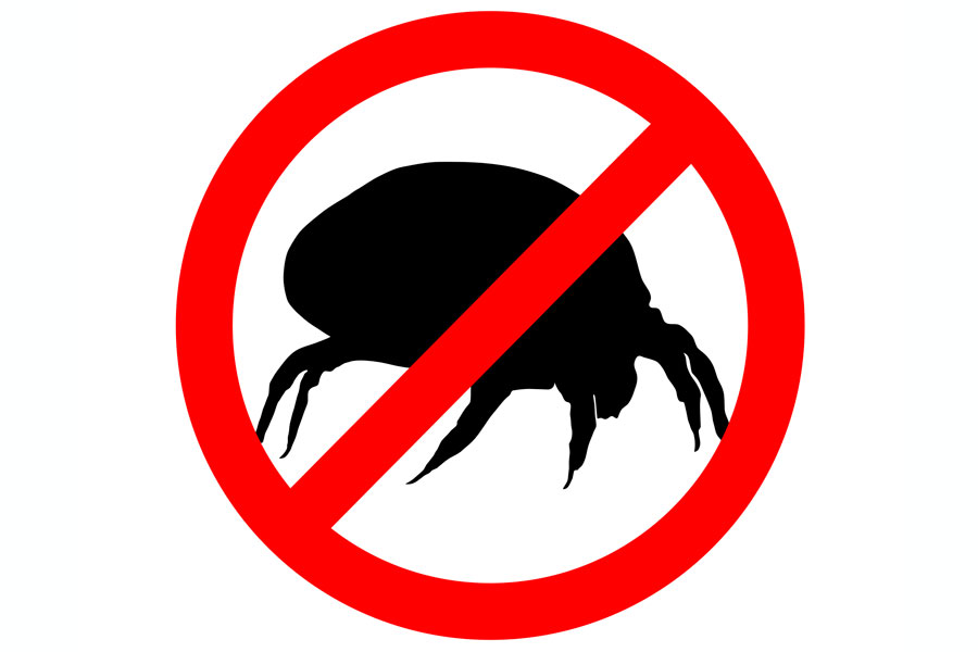 The illustration of a prohibition sign for house dust mites