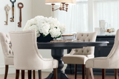 Sheffield Oval Dining Table Antique Black 0106400918, Becca Nailhead Dining Chair Tufted Natural Linen 1693410730, Walter Wooden Wall Keys Earth Tone 0408810910